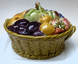 Antique Sarreguemines barbotine Fruit tureen