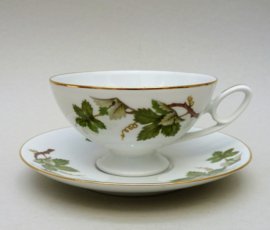 Hutschenreuther Tirschenreuth Weinlaub vine porcelain tea cup with saucer