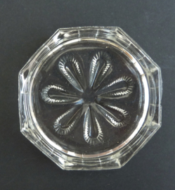 Mid Century kristallen achthoekige glas onderzetter set