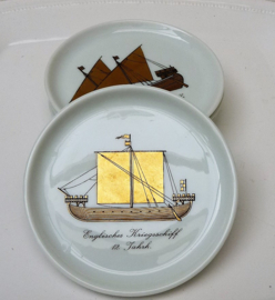 Furstenberg Mid Century porcelain coasters Historical Ships