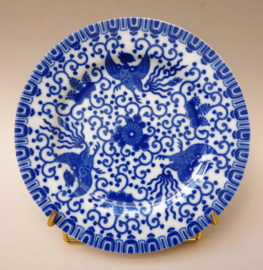 Noritake Nippon blauw wit Phoenix ware porseleinen dessertbord