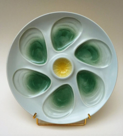 Salins France mint green faience oyster plate