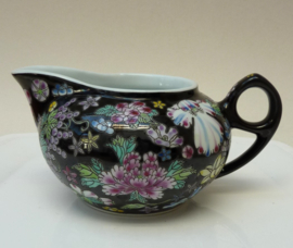 Chinese Jingdezhen black Millefleurs porcelain creamer set