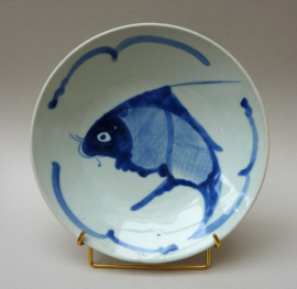 Chinees blauw wit porseleinen Koi vis kom 23 cm