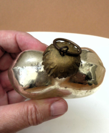 A pair of mercury glass Heart Kugel Christmas ornaments