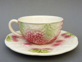 Salins Les Bains barbotine cup with saucer decorated with fruit