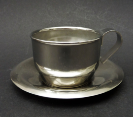 Italian double insulated stainless steel espresso cup with saucer