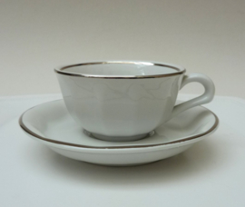 Delaunay demitasse coffee cup with saucer white and silver