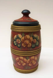 Dutch Hindeloopen Folk Art wooden lidded jar