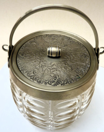 Glass olive cut biscuit barrel