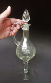 Murano engraved liqueur decanter and glasses with twisted stem
