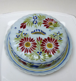 Henriot Quimper faience butter cheese dish with cover decor Fleuri