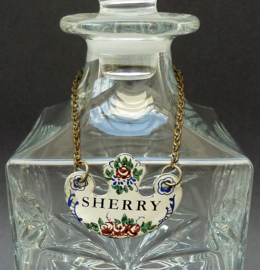 Edme Samson Paris antique enamel decanter label Sherry