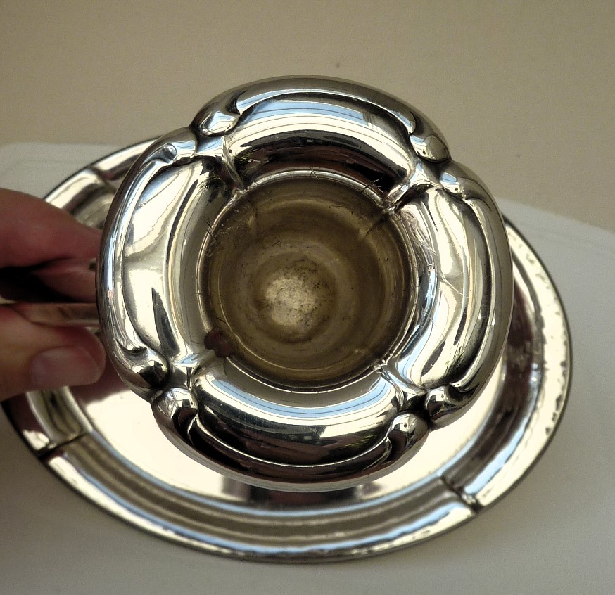 Silver plated Art Deco candlestick with tray
