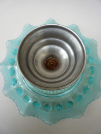Davidson Blackberry prunt turquoise persglazen schaal op aluminium voet