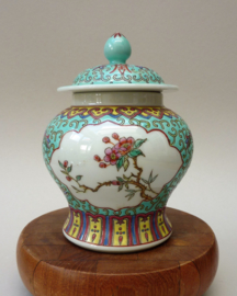 Chinese turquoise porseleinen Wan Shou gemberpot 1960