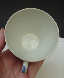 Blauw wit porseleinen Lange Lijs kop en schotel