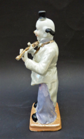 Japans Art Deco lusterware porseleinen beeld clown met viool