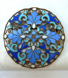 Art Nouveau enamelled cloisonne brooch