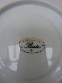 Porcelaine Bistro koffiekop en schotel wit met goud