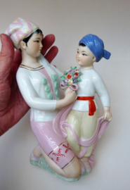 Chinees porseleinen beeld moeder met zoon