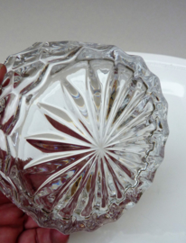 Art Deco Palmetto silver plated and pressed glass butter dish