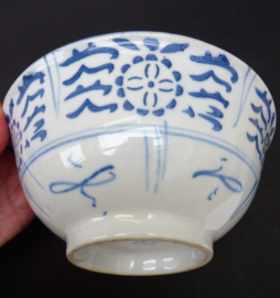 Vintage Chinese blauw wit porseleinen Min Yao kom