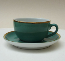 Mitterteich demitasse espresso kop en schotel turquoise met goud