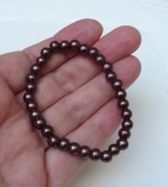 Kunstparel armband bruin