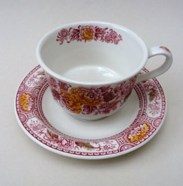 Ridgway Ironstone Canterbury pink teacup with saucer