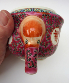 Wan Shou Wu Jiang pink porcelain 1 person teapot
