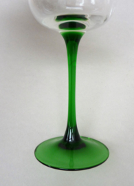 Luminarc France wine glass with green stem