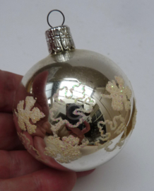Vintage kerstbal zilver Blaadjes 6 cm