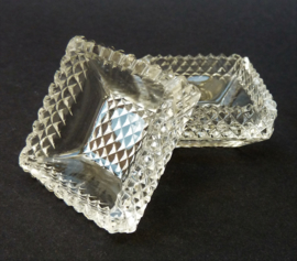 Square cut crystal salt cellar - set of two