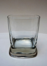 A pair of pewter mounted whisky glasses