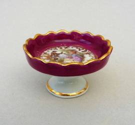 Limoges miniature pedestal cake plate in Fragonard style