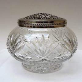 Vintage cut crystal flower frog rose bowl