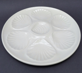Moulin des loups white faience scallops oyster plate
