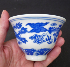 Jingdezhen porseleinen 1950 Phoenix and Dragon blauw witte theekom