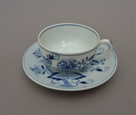 Antique Dutch Louis Regout Blue Onion cup with saucer