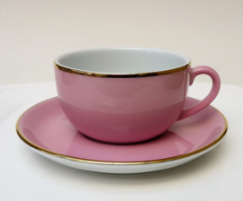 Mitterteich light pink and gold cappuccino cup with saucer
