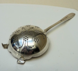 English Art Deco silver plated tea strainer