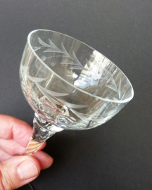 Murano etched liqueur glass with twisted stem