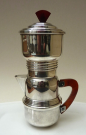 Art Deco verzilverde eenpersoons koffiepot met cafetiere