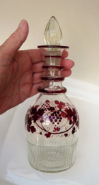 Decanter with ruby red vine decoration 19th century