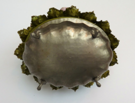 Capodimonte vintage centrepiece porcelain bouquet in pewter vase