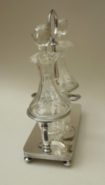 Armand Frenais silver plated oil vinegar set with Baccarat bottles