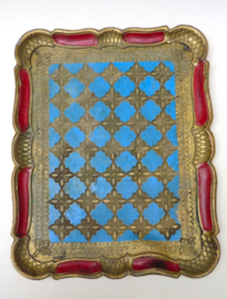 Florentijns dienblad in blauw rood en goud