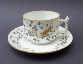 Louis Regout Mosa decor 6 Vogelzang demitasse kop met schotel