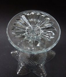 Pressed glass Diamond point Clear footed dessert bowl